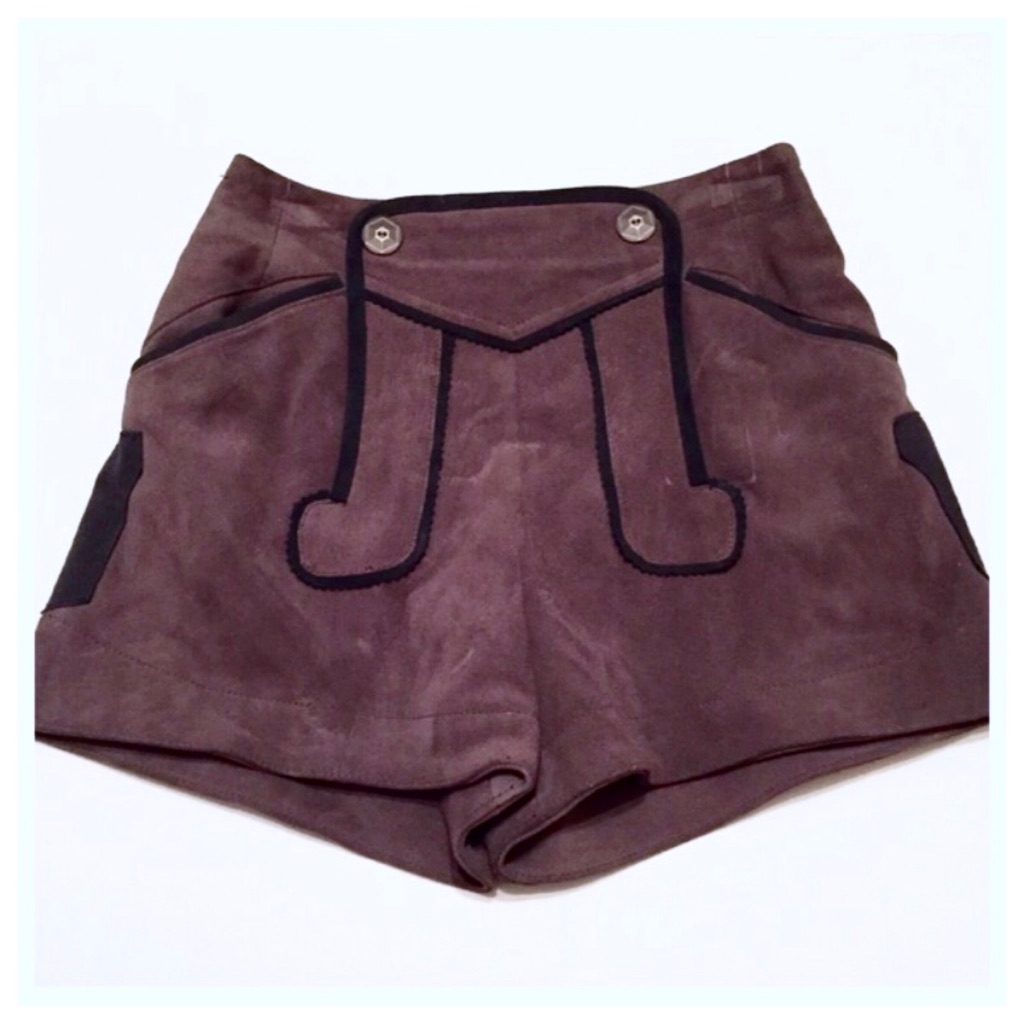 Hayden-Harnett Ultra Mini Suede Shorts Leiderhosen, Oktoberfest Outfit, Xs New